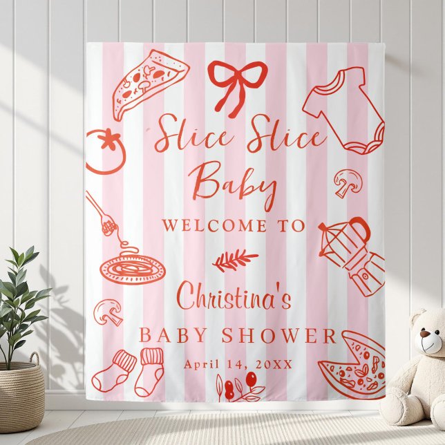 Tapiz Telón de Fondo para Baby Shower Slice Slice Baby P (Elegant Hand Drawn Italian Food Baby shower Backdrop)