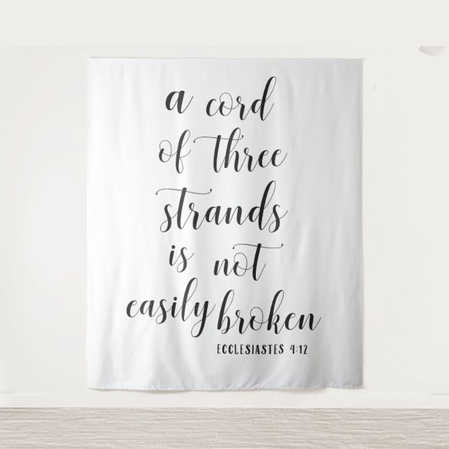 Tapiz Telón de fondo para boda cristiana | Cuerda de tre (Anverso)