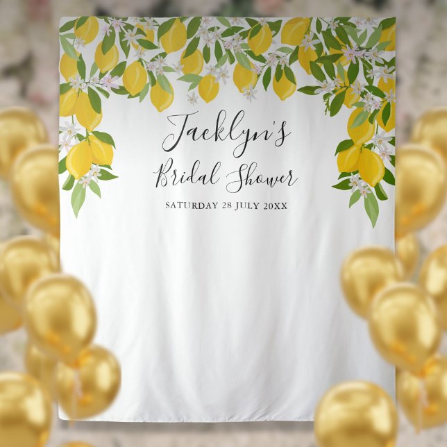 Tapiz Telón de Fondo para Cabina de Fotos para Fiesta de (Lemons Blossom Bridal Shower Photo Booth Backdrop)