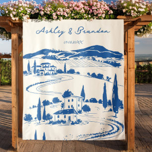 Tapiz Telón de fondo para cabina de fotos pastoral azul 