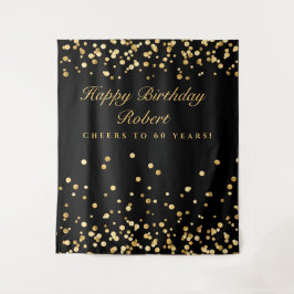 Tapiz Telón de fondo para cumpleaños 60, Photobooth negr