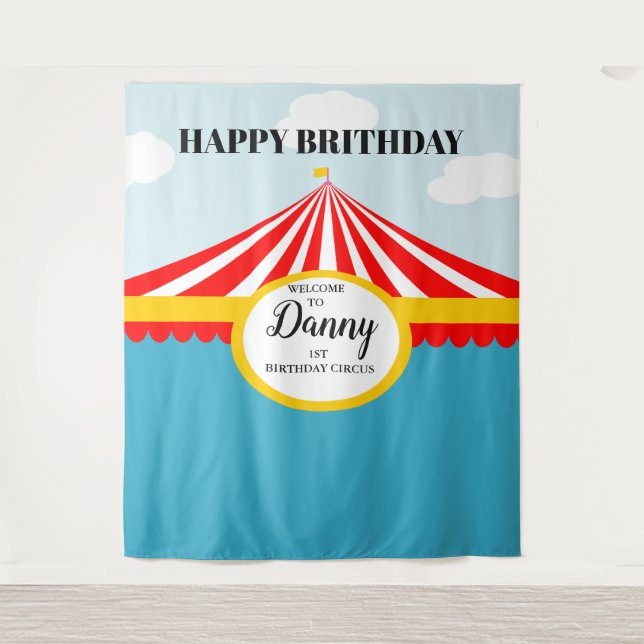Tapiz telón de fondo para cumpleaños de CIRCO carnaval (Anverso)