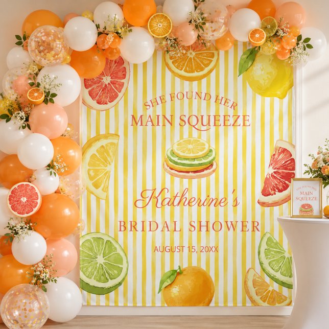 Tapiz Telón de fondo para despedida de soltera Citrus Ma (She found her main squeeze bridal shower backdrop)