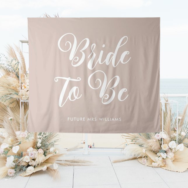 Tapiz Telón de fondo para despedida de soltera minimalis (minimalist bride to be Bridal Shower Backdrop Tapestry in neutral beige boho aesthetic)