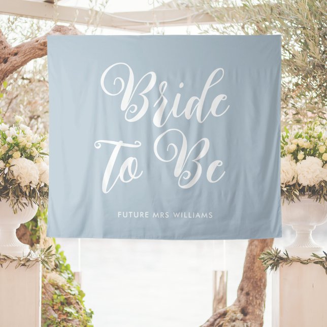 Tapiz Telón de fondo para despedida de soltera minimalis (minimalist bride to be Bridal Shower Backdrop Tapestry Cute Blue Romantic Coastal Grandaughter)