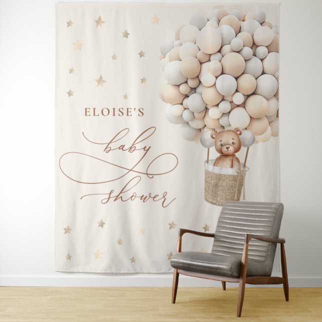 Tapiz Telón de fondo para fiesta de bebé con osito de pe (In situ)
