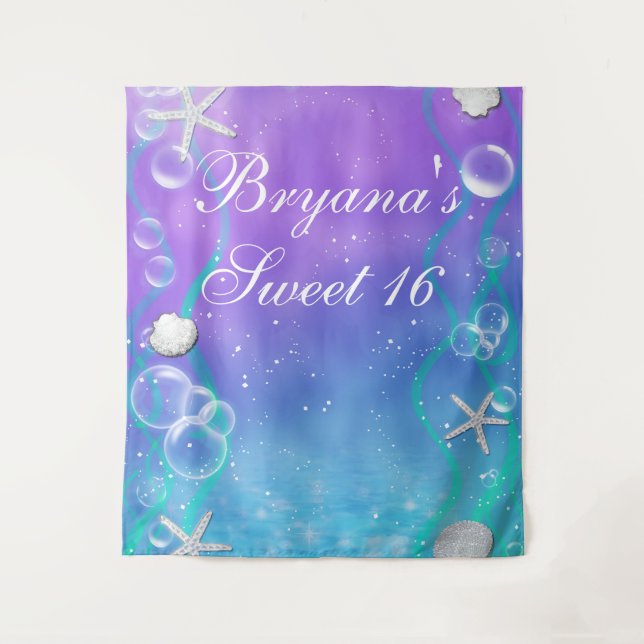 Tapiz Telón de fondo para fiesta Sweet 16 encantada bajo (Anverso)