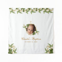 Telón de fondo para fotos de bautizo - Floral dora