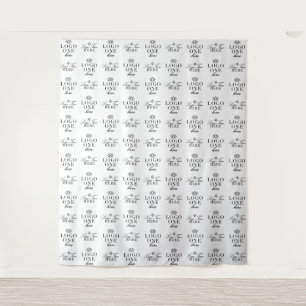 Tapiz Telón de fondo personalizado de dos logotipos para