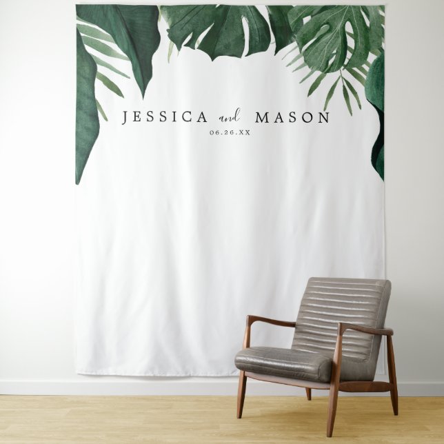 Tapiz Telón de fondo tropical de Monstera para cabina de (In situ)