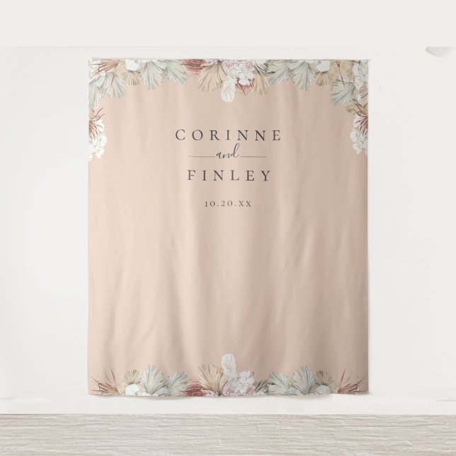 Tapiz Telón fotográfico de marco de oasis bohemio rústic (Anverso)