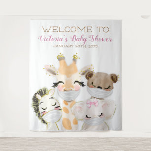Tapiz Telón XL para Baby Shower de Niña con Animales con