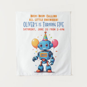 Tapiz tema de robot con globos acuarela