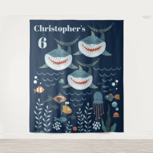 Tapiz Tema de tiburones DIY edad bajo el mar niños