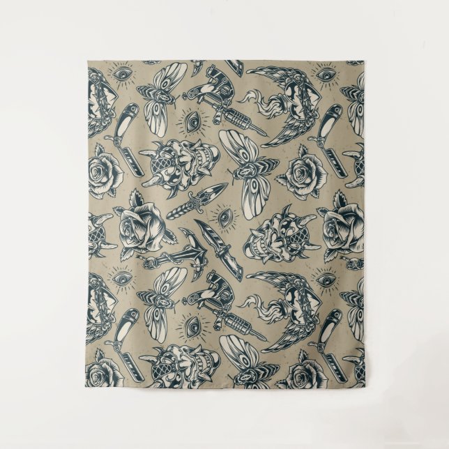 Tapiz Tema del tatuaje retro (Anverso)