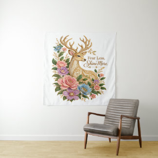 Tapiz Teme Menos Brilla Más: Ciervo Floral Ornamental