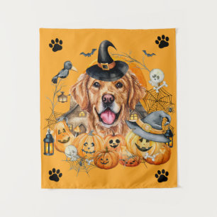 Tapiz Temporada Espeluznante Calabaza Golden Retriever H