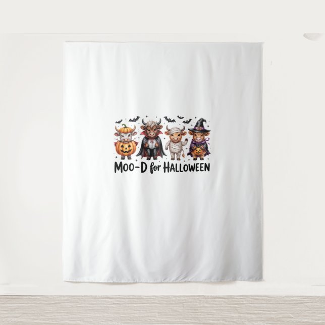 Tapiz Temporada espeluznante de Highland Cow Halloween ( (Anverso)
