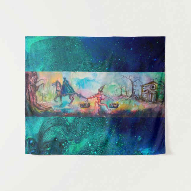 Tapiz TEMPTACIÓN Caballero oscuro y tesoro del diablo, a (Anverso (horizontal))