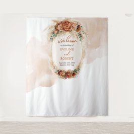 Tapiz Teracotta burgundy pampas fondo