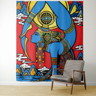Tapiz Tercer Ojo – Yogini Azul en Backben de Arte Pop