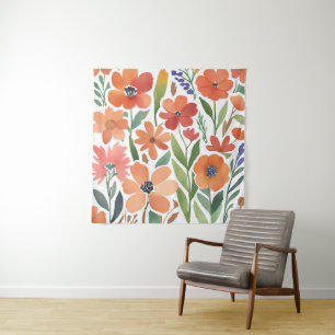 Tapiz Terracota Flor silvestre Rustic Boho Muro colgado