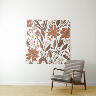 Tapiz Terracota Flor silvestre Rustic Boho Muro colgado