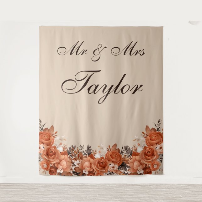 Tapiz Terracota ligera y fondo Boda Naranja quemado (Anverso)