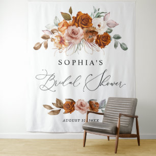 Tapiz Terracota Naranja Quemada Lluvia de Boda Floral