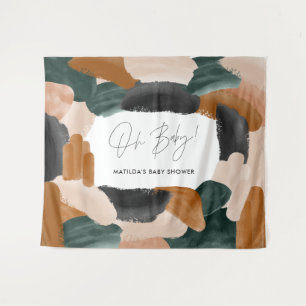 Tapiz Terracota verde abstracta acuarela baby shower b
