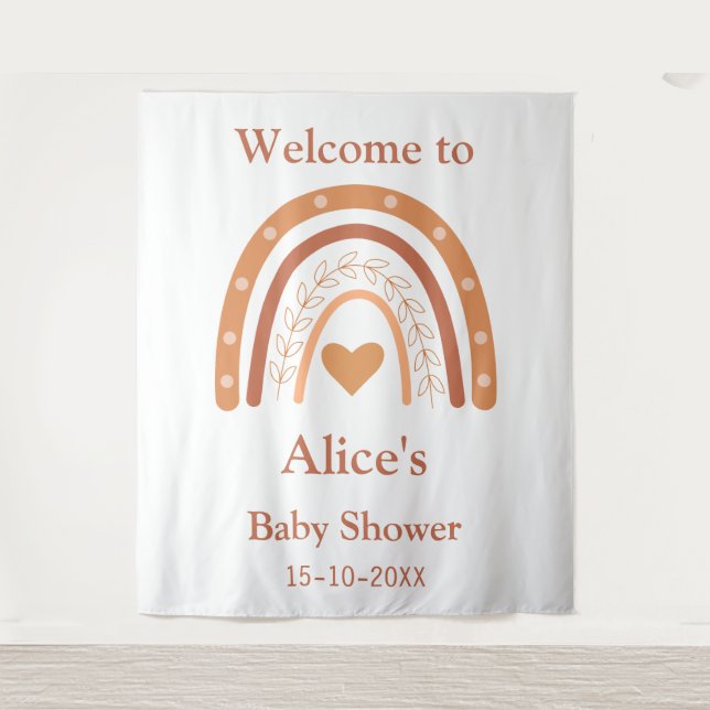 Tapiz Terracota y melocotón arcoíris boho bienvenida  (Anverso)