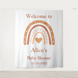 Tapiz Terracota y melocotón arcoiris boho bienvenidos  