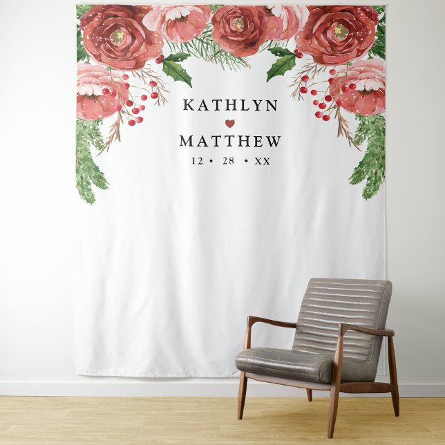 Tapiz Terracotta Floral Foliage Boda Photo Booth (Subido por el creador)