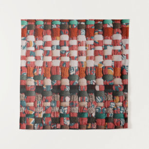 TAPIZ TEXTIL VERDE Y AZUL ROJO