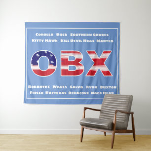 Tapiz Texto De Bandera De OBX Y Ciudades
