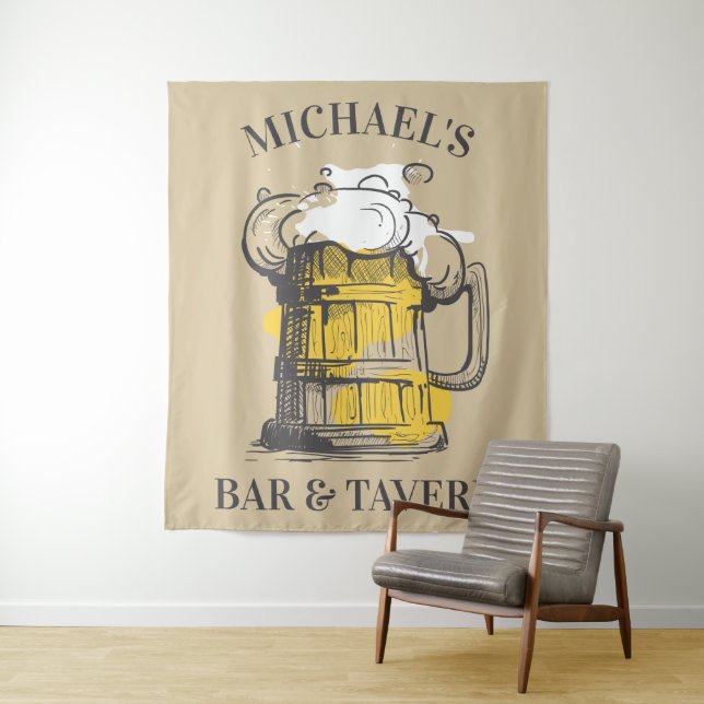 Tapiz Texto del personalizado Ilustración de cerveza (In situ)