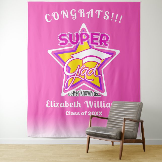 Tapiz Texto editable en rosado de Super Grad (In situ)