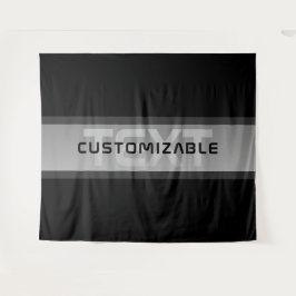 Tapiz Texto moderno con capas de Personalizable | Negro