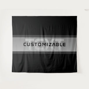 Tapiz Texto moderno con capas de Personalizable   Negro