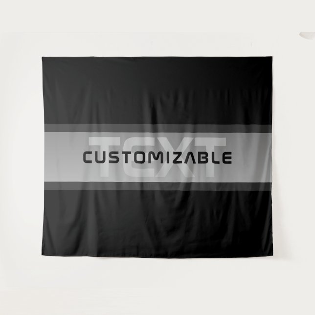 Tapiz Texto moderno con capas de Personalizable | Negro  (Anverso (horizontal))