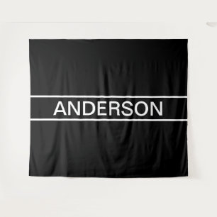 Tapiz Texto personalizable   Negro y blanco moderno y ne