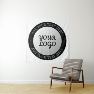 Tapiz Texto personalizable y logotipo   Gradiente gris