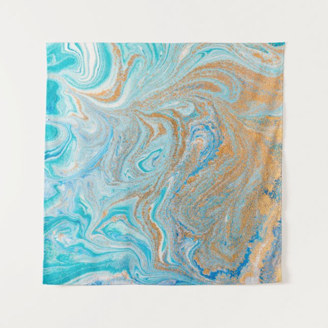 Tapiz Textura abstracta de mármol azul (Anverso)