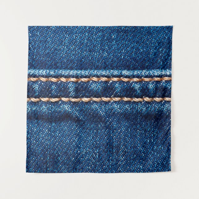 Tapiz Textura de denim azul con cierre de línea de costu (Anverso)