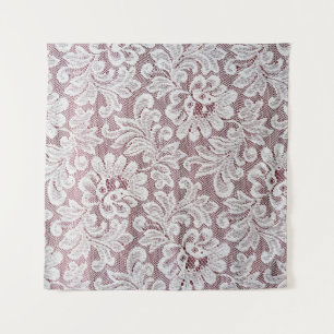 Tapiz Textura de encaje fino y elegante blanco con bea s
