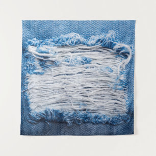 Tapiz Textura de jeans de denim azul rotos con espacio p
