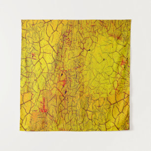 Tapiz Textura de la pintura amarilla antigua agrietada a