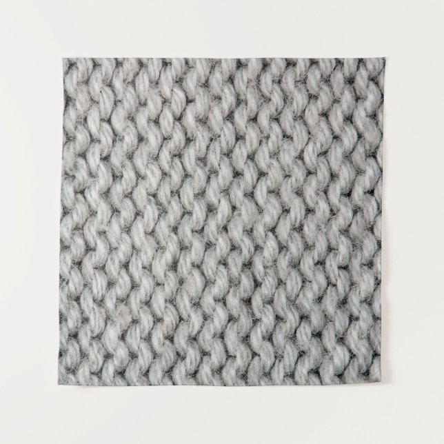 Tapiz Textura de lana blanca de punto, foto de primer pl (Anverso)