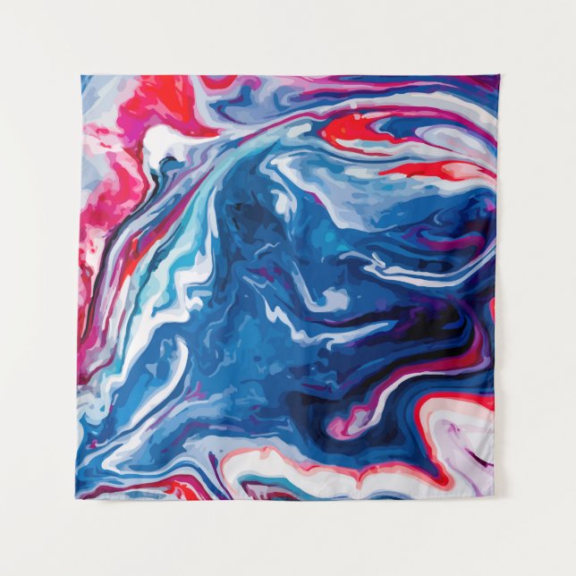Tapiz Textura de mármol azul rojo (Anverso)