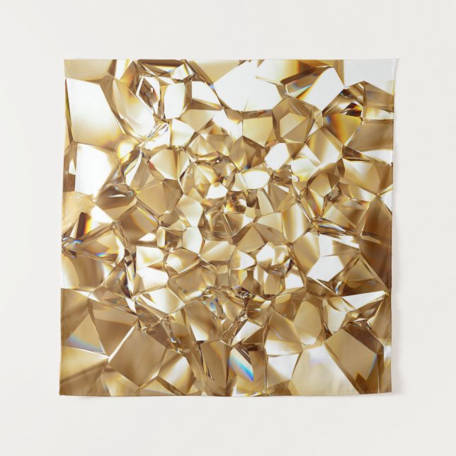 Tapiz Textura de oro de cristal abstracto en 3D. (Anverso)